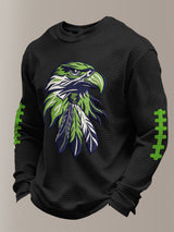 Men's Football Waffle Fabric Long-sleeved T-shirt