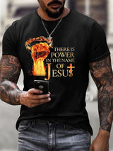 Men's There Is Power In The Name Of Jesus Print Casual T-Shirt