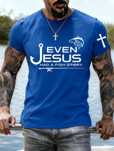 Men's Jesus Also Told The Story Of The Fish Printed T-Shirt
