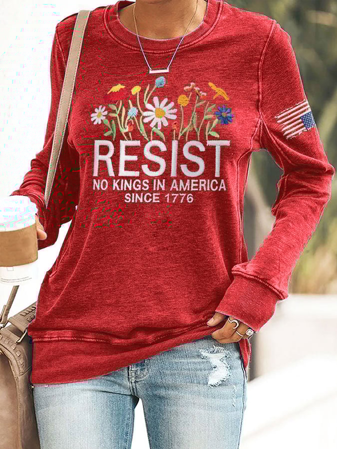 🔥Buy 3 Get 15% Off🔥Retro Resist No Kings In America Since 1776 Print Sweatshirt
