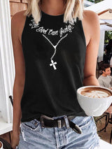 Women'S  Only God Can Judge Me Necklace Print Classic Vest