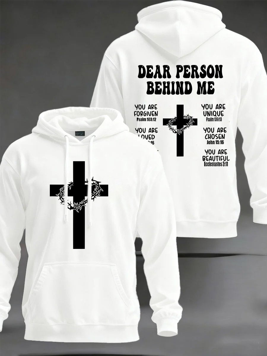 Men'S "Dear Person Behind Me" Faith Print Hooded Sweatshirt
