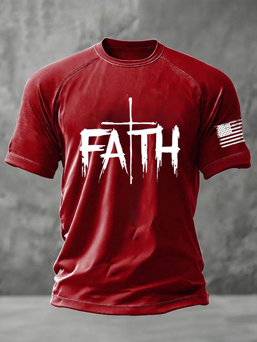 Men's Faith Print Round Neck T-Shirt
