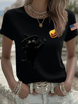 🔥Buy 3 Get 15% Off🔥Women's casual black cat FDT resistance T-shirt
