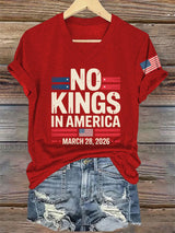 🔥Buy 3 Get 15% Off🔥V-Neck Retro No Kings In America March 28 2026 Print T-Shirt