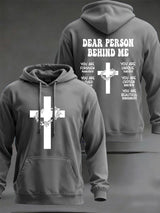 Men'S "Dear Person Behind Me" Faith Print Hooded Sweatshirt
