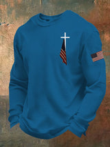 Men's Cross Print Casual Waffle T-Shirt