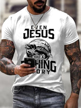 Men's Fishing Story T-shirt Jesus Fishing Funny Shirt