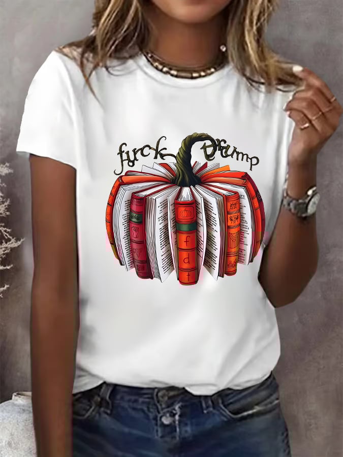 🔥Buy 3 Get 15% Off🔥Women's  Fall Book Pumpkin DTF transfer - FDT, Fall Aesthetic print  T-Shirt