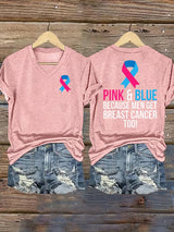 Women's  Casual Breast Cancer Print  T-Shirt