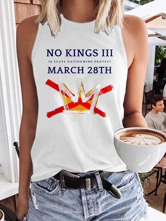 🔥Buy 3 Get 15% Off🔥Retro No Kings In America March 28 2026 Print Tops Tank