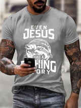 Men's Fishing Story T-shirt Jesus Fishing Funny Shirt