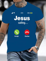 Men's Retro Jesus Calling Print T-Shirt