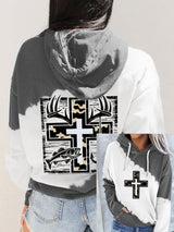 Women's Retro Faith Fishing Hunting Print Hoodie