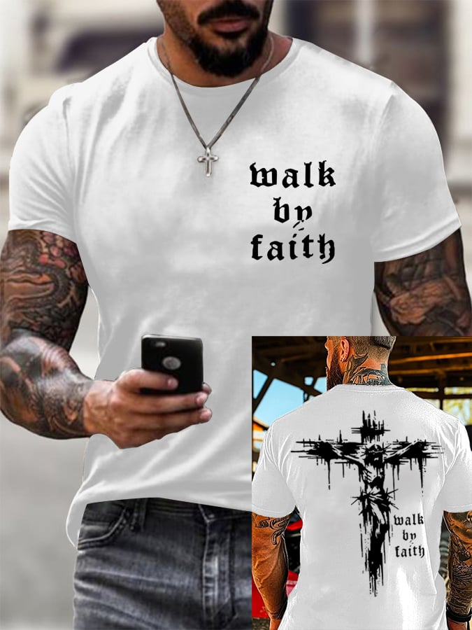 🔥Buy 3 Get 15% Off🔥🔥Hot Sale Picks 🔥Men's Walk By Faith  Short-sleeved T-shirt
