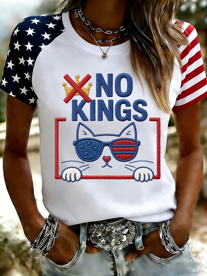 🔥Buy 3 Get 15% Off🔥Women's No Kings Print Raglan Sleeve T-Shirt