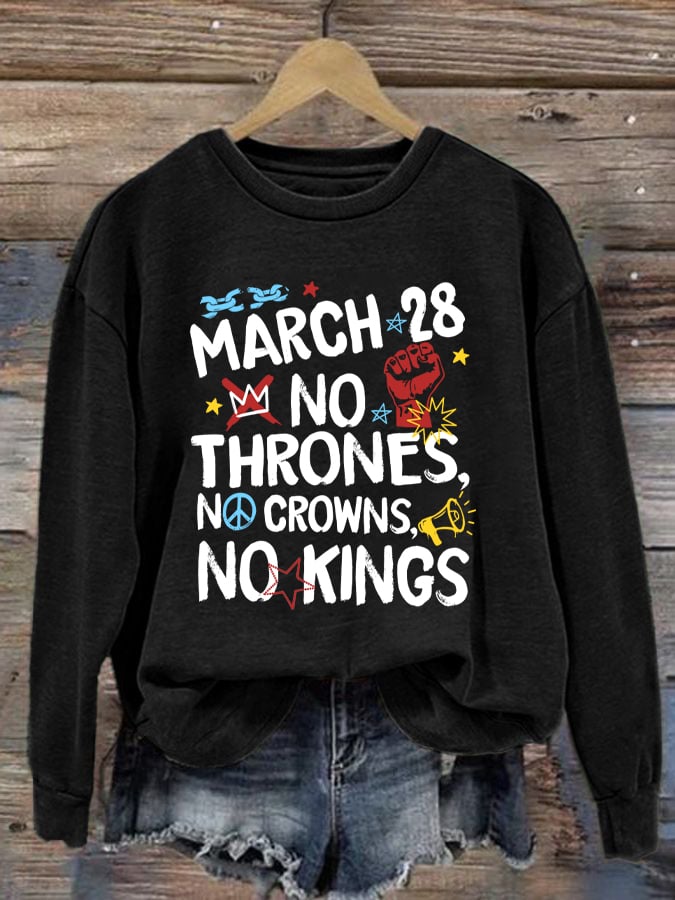 🔥Buy 3 Get 15% Off🔥Retro No Kings Day March 28 2026 Print Sweatshirt