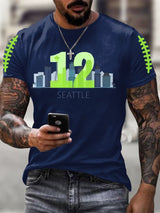 Men's Rugby Print Casual T-Shirt