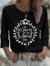 Women's Come Let Us Worship Him Together Faith Printed T-shirt