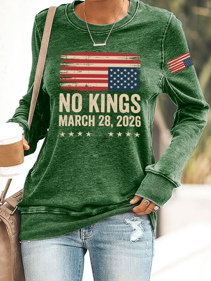 🔥Buy 3 Get 15% Off🔥Retro No Kings Day March 28 2026 Print Sweatshirt