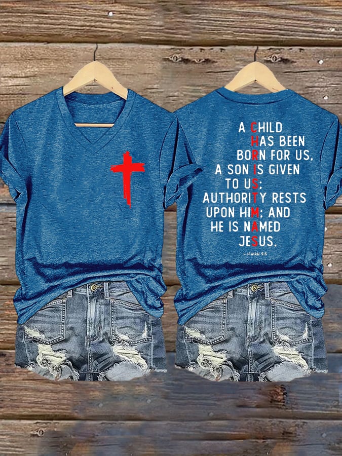 Women's Casual Printed V-Neck T-Shirt