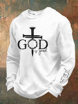 Men's God Is Good Print Waffle T-Shirt