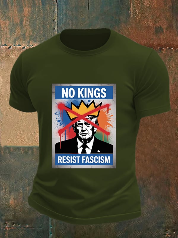 🔥Buy 3 Get 15% Off🔥Men's   NO KINGS RESIST FASCISM T-shirt