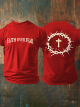 🔥Buy 3 Get 15% Off🔥🔥Hot Sale Picks 🔥Men's Faith Over Fear Printed Casual T-Shirt