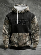 Men's Casual Retro Print Long Sleeve Hooded Sweatshirt