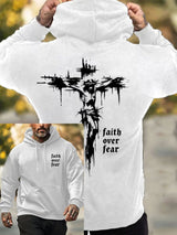 Men's Faith Over Fear Printed Casual Hoodie