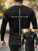 🔥Buy 3 Get 15% Off🔥Men's Retro Faith Cross "Faith Over Fear" Print Crew Neck T-Shirt