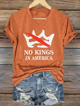 🔥Buy 3 Get 15% Off🔥V-neck Women's no kings in America Printed Casual T-Shirt