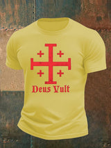 Jerusalem Cross Deus Vult Cotton T-shirt