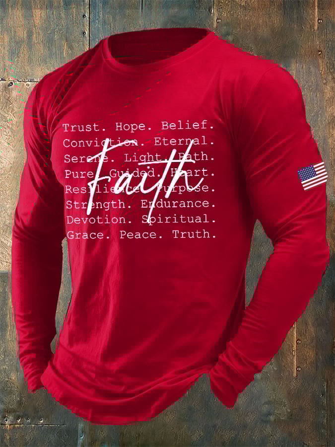 🔥Buy 3 Get 15% Off🔥Men's Casual Faith Print Long-Sleeved T-Shirt