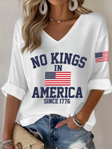 🔥Buy 3 Get 15% Off🔥V-Neck Retro No Kings In America Since 1776 Print T-Shirt