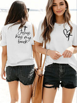 Women's Faith in Jesus Cross Round Neck Short Sleeve T-shirt