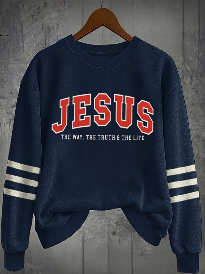 Women's Autumn Jesus Print Casual Sports Crew Neck Sweatshirt