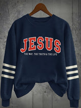 Women's Autumn Jesus Print Casual Sports Crew Neck Sweatshirt