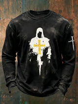 Men's Retro Jesus Faith Printed Crew Neck Sweatshirt