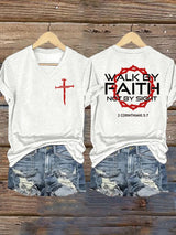 Women's Faith Print V-Neck T-Shirt