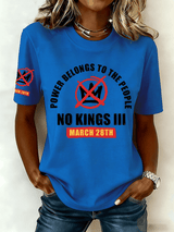 🔥Buy 3 Get 15% Off🔥Women's "POWER BELONGS TO THE PEOPLE NO KINGS MARCH 28TH" Printed Retro Short-Sleeve T-Shirt