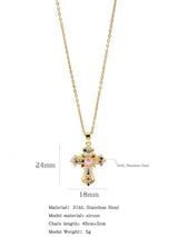 Fashionable Colorful Zircon Cross Necklace For Men And Women