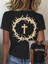 Women's Retro Faith Over Fear Print T-Shirt