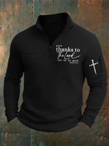 🔥Buy 3 Get 15% Off🔥Men's Casual Retro Checkered Jacquard Faith Gratitude Main Color Contrast Sweatshirt