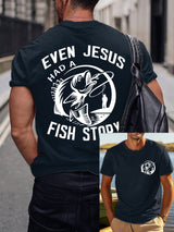 Men's Jesus Also Told The Story Of The Fish Printed T-Shirt