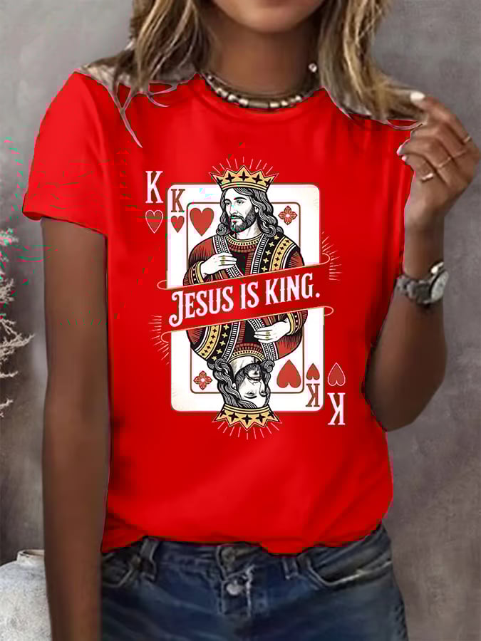 Women's  Jesus Is King Christian  Print  T-shirt