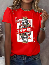 Women's  Jesus Is King Christian  Print  T-shirt