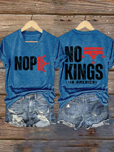 🔥Buy 3 Get 15% Off🔥V-Neck Retro No Kings In America Print T-Shirt