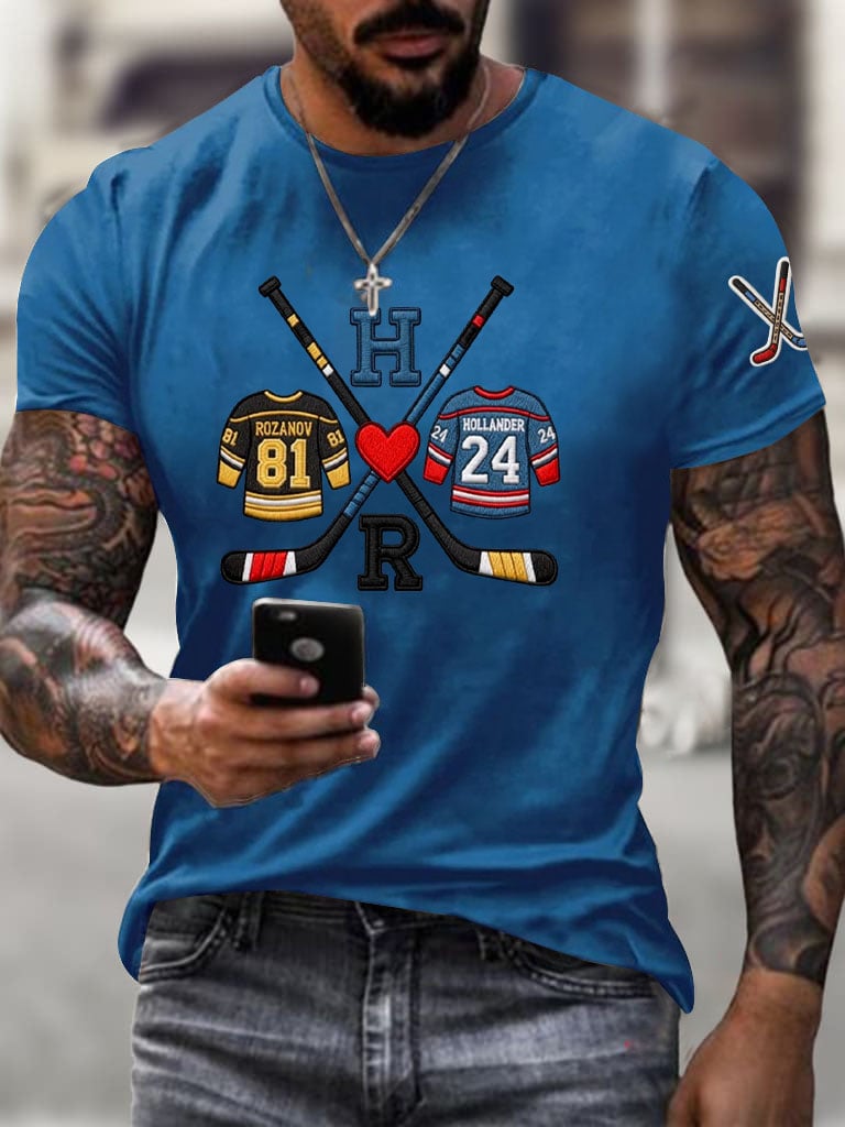 Men's Hockey Romance Print T-Shirt