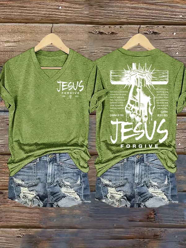 Women's  Jesus Loves You Chirtsian printing T-Shirt